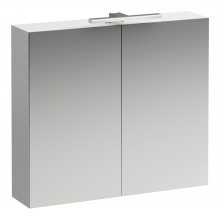LAUFEN BASE zrcadlová skříňka 80x70x18,5 cm, osvětlení, s vypínačem a el. zásuvkou, MDF, lesklá bílá