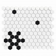 DUNIN HEXAGONIC mozaika 30x26(2,3x2,6)cm, lesk, white black snow