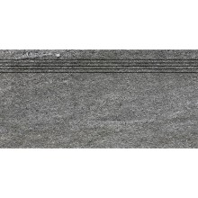 RAKO QUARZIT schodovka 30x60cm, reliéfní, mat, tmavě šedá